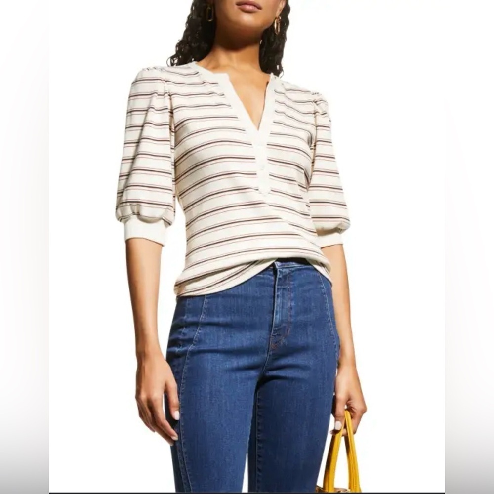 VERONICA BEARD AMITY STRIPE PUFF SLEEVE TOP